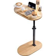 Fuyoula Tööstuslik stiilne öökapp Kõrgus reguleeritav bambusest vannitaldrik ruumi säästev öökapp 40~82cm x 43cm x 22cm