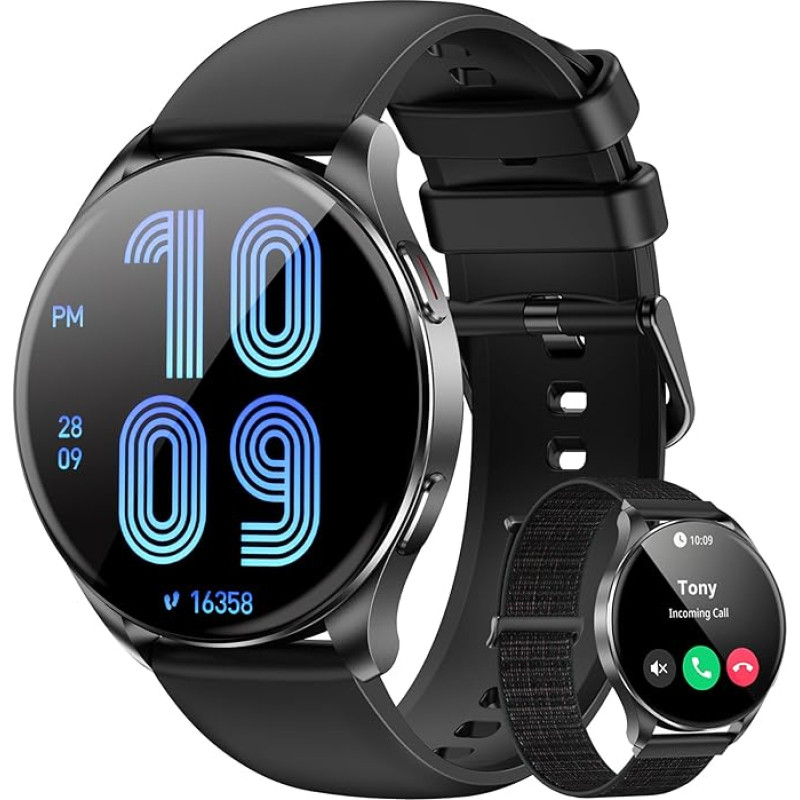 Blackview Smartwatch Mehed Naised 1,43-tolline AMOLED-ekraaniga virtuaalne Always-On Watch Fitness-kell koos telefoni funktsiooniga Aktiveeri/vasta spordikell sammuloendur pulssi une monitooring Android iOS-i jaoks