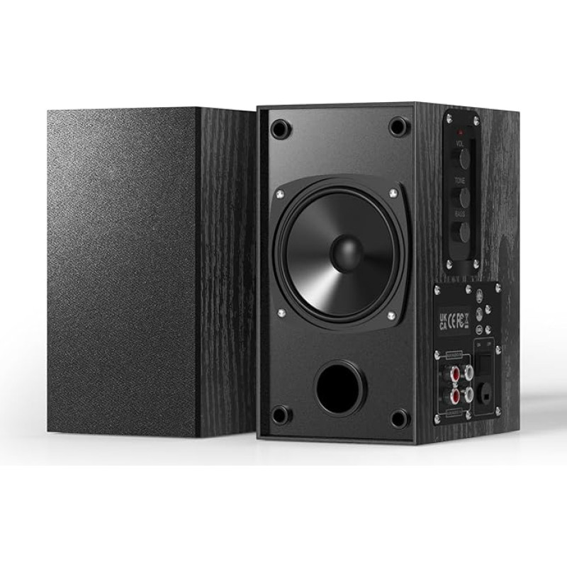 Elimavi aktiivsed riiulikõlarid, arvuti kõlar 4-tollise kõlariga, 3,5 mm RCA Aux-kõlar plaadimängija jaoks, puidust konstruktsioon, saab paigaldada seinale