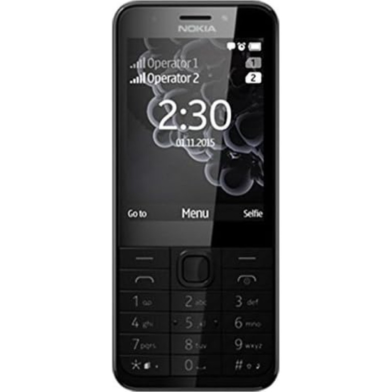 Nokia 230 Dual SIM nutitelefon (7,11 cm (2,8 tolli), 16 MB, 2 megapikslit, operatsioonisüsteem Series 30+), Nokia 230