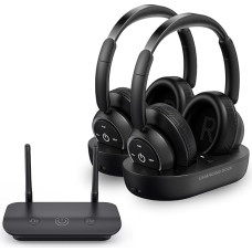 ZUPVI kahekordsed juhtmevabad kõrvaklapid televiisorile, teleri juhtmevabad kõrvaklapid eakatele koos saatja laadimisjaamaga, mis toetavad optilist, AUX, RCA ja USB, kõrge helitugevus ilma heliviivituseta, Plug and Play