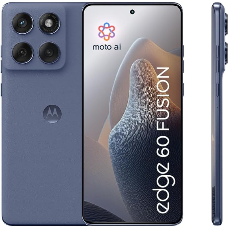 Motorola Edge 60 Fusion nutitelefon (vastupidav 6,67-tolline POLED ekraan tänu Corning Gorilla Glass 7i, vastupidav, 50 MP kaamera + Moto-AI, 8/256 GB, 5200 mAh) Pantone Slipstream + mobiiltelefoni hoidja