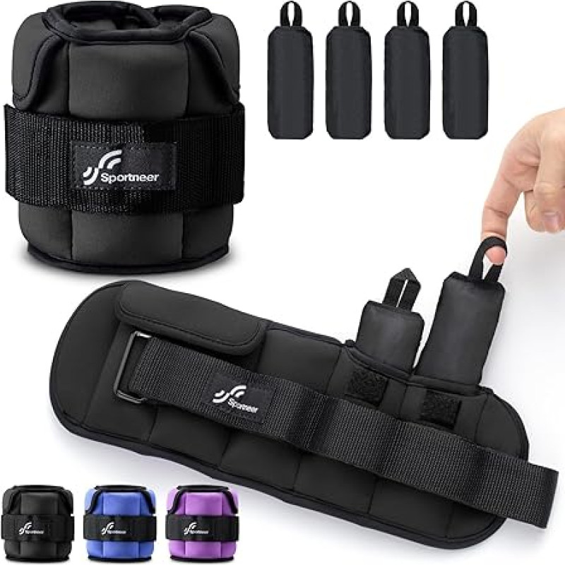 Sportneer Reguleeritavad pahkluude raskused: Täiustatud reguleeritavad jalaraskused, kaalumansetid jõusaalis, fitness, treening, 1-5 naela ühe pahkluu kohta, 1-10 naela paari kohta