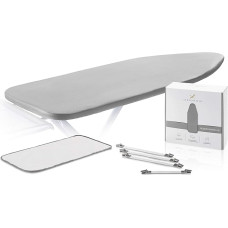Lengenstein® Ironing Board Cover with Comfort Padding 120 x 40 cm Ironing Board Cover for Steam Irons Including Clamping Clips and Ironing Protection Cloth (Grey)