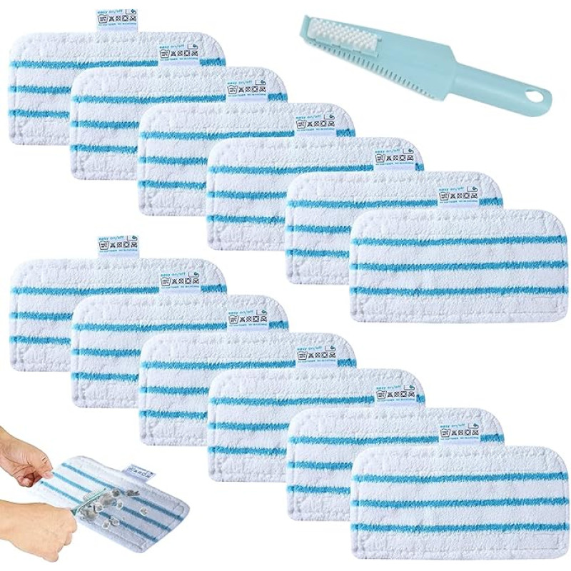 Pack of 12 Replacement Cloths Steam Cleaner Floor Cloths Steam Mop Pad for Black and Decker Steam Mop Pads Microfibre Replacement Cover Steam Mop Accessories Covers