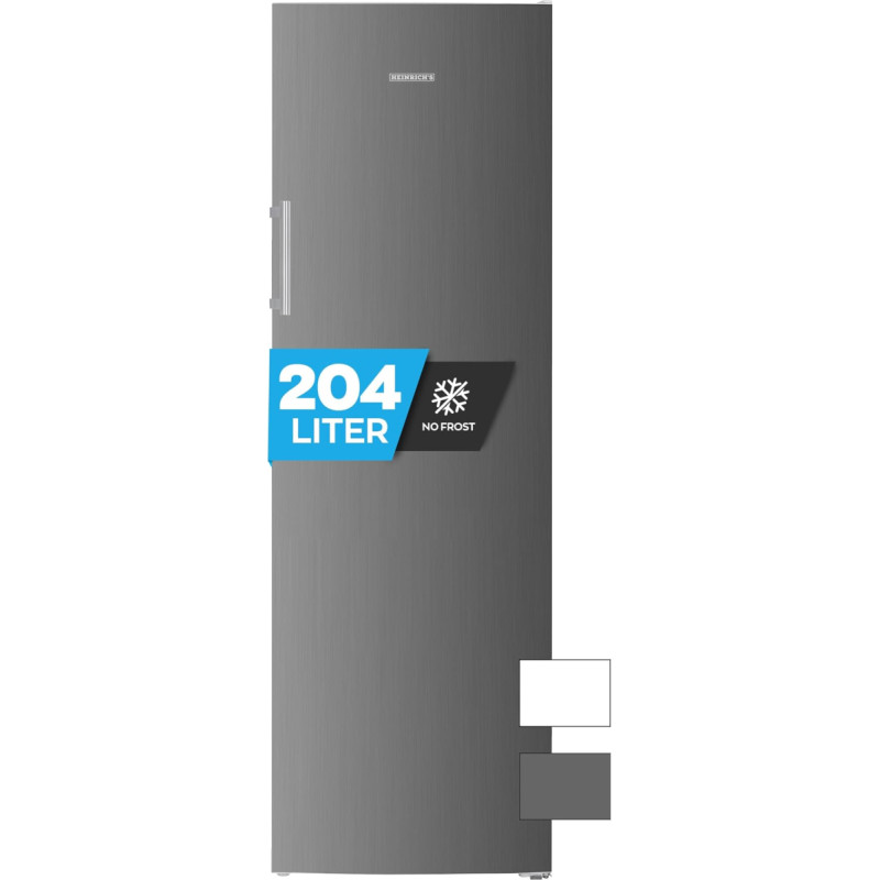 Heinrich´s Freezer 204 L Temperature: -14 °C ~ -22 °C, Volume, Freezer, No-Frost Protection, 4 x Freezer Drawers, 2 x Drawers, LED Display, Interchangeable Door Hinge, Alarm Function (Inox)