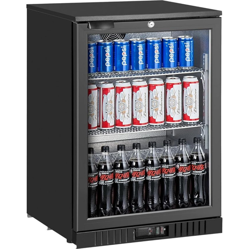 METRO Professional GBC3001 Drinks Fridge Metal / Glass 60 x 53 x 89 cm 127 L with Lock Black