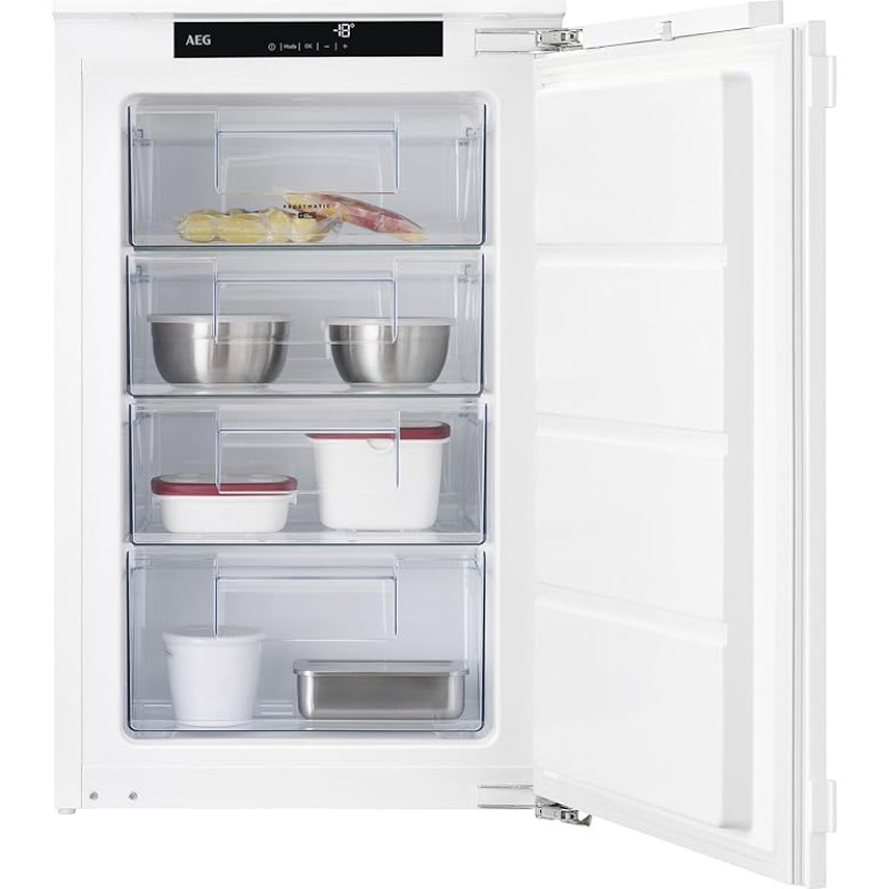 AEG Built-In Freezer 88 cm, Series 6000 LowFrost: Less Ice Formation for Easier Defrosting, 4-Star Freezer Compartment 98 L, LCD Display, Quick Freeze Function, Temperature Alarm, Fixed Door