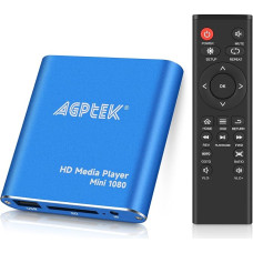 AGPTEK Mini 1080P Full HD digitaalne meediamängija Meediamängija koos puldiga MP3, WMA, OGG, AAC, FLAC, APE, AC3, DTS, ATRA jaoks