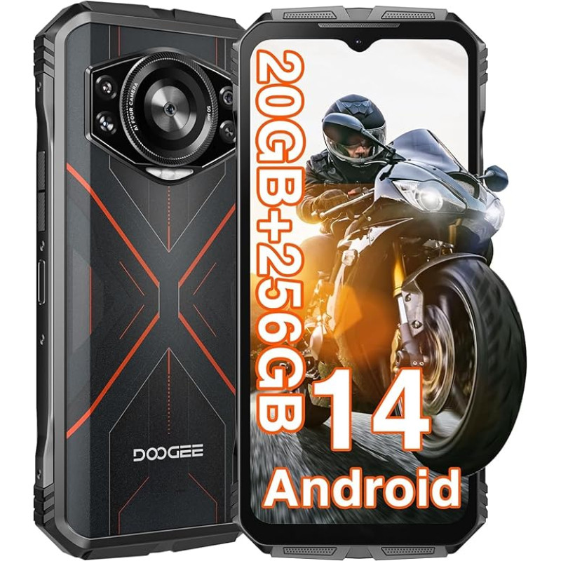 DOOGEE S Cyber vastupidav nutitelefon ilma lepinguta (2024), 10800 mAh aku / 33 W Simlock-free mobiiltelefonid, 20 GB + 256 GB, vastupidav 4G, 50 MP kaamera + 16 MP välitelefon, Android 14 6.58