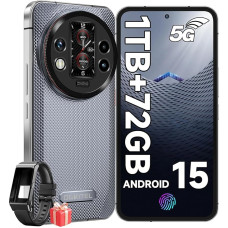 OUKITEL WP200 PRO 5G mobiiltelefon väljas koos SmartWatchiga, 72GB RAM + 1TB ROM Android 15 väljas nutitelefon ilma lepinguta, 6,7-tolline FHD + 120Hz AMOLED ekraan, 8800mAh/45W, 108MP + 32MP, 5G Dual