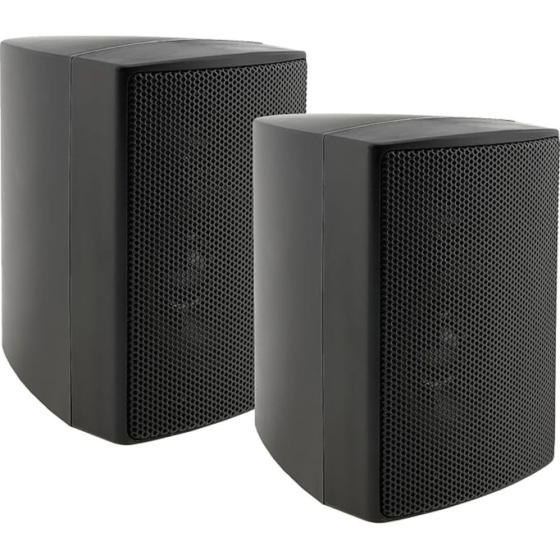 ChiliTec 2-Way Speaker Black Pair Wall Speaker for HiFi Stereo System Home Cinema 60 Watt 8 Ohm