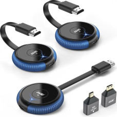 AIMIBO traadita HDMI 2 saatjat ja 1 vastuvõtja, HDMI traadita mitu TX-i 165FT/50M, 4K dekodeerimine 5G video audio striimimine HDMI raadiosaatmine sülearvuti/DSLR/TV Box/PC/Phone to