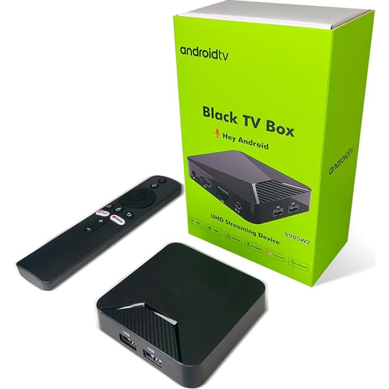 BOXPUT Q5 Plus 4K HDR Streaming Box, TV Box Android 11.0, TV Box Dual Band WiFi 6, Amlogic S905W2 kiip | BT 5.2 | iATV süsteem ja häälpult | Mikrofoniga kaugjuhtimispult | Mikrofoniga kaugjuhtimispult
