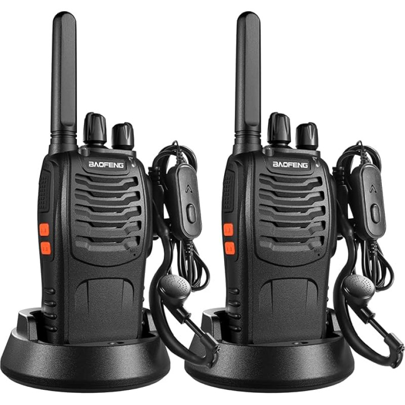 Baofeng Walkie Talkies PMR446 kahesuunaline raadio Professional Long Range 16 kanaliga VOX laetav Walkie Talkie BF-88X, sisaldab kõrvaklappe, akut ja laadijat (2 tk)