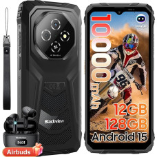Blackview FORT 1 Android 15 Outdoor Smartphone, 10000 mAh Outdoor mobiiltelefon ilma lepinguta 12GB + 128GB/2TB, Gemini AI 6,56-tolline 90Hz ehitusplatsi mobiiltelefon, NFC/FOTA/390g/kolmekaardiline kaart