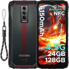 DOOGEE Blade 10 Energy Outdoor mobiiltelefon Android 15, 24GB RAM/128GB ROM (2TB) 6150mAh aku, 10.7mm Ultra Thin Outdoor nutitelefon, 6.56 tolli HD + 90Hz, 16MP + 8MP kaamera, 3 kaardipesa/NFC/Face ID