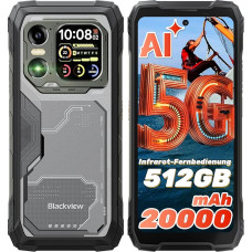 Blackview Xplore 1 5G Välitingimustes kasutatav mobiiltelefon ilma lepinguta (20000mAh) 2,01-tolline tagumine ekraan, 512GB + 48GB välitingimustes kasutatav nutitelefon Android 15, 64MP kaamera vastupidav nutitelefon, 6,78-tolline 120Hz/IP68 IP69K/GPS