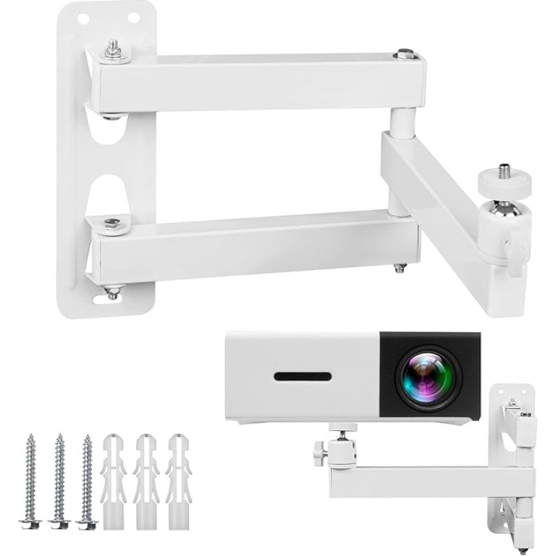 Projektori statiiv, projektori seinakinnitus metallist, mitme nurga reguleeritav projektori kinnitus, sobib projektoritele ja valveseadmetele, 1/4-tollise kruvi liidesega ja liigendiga