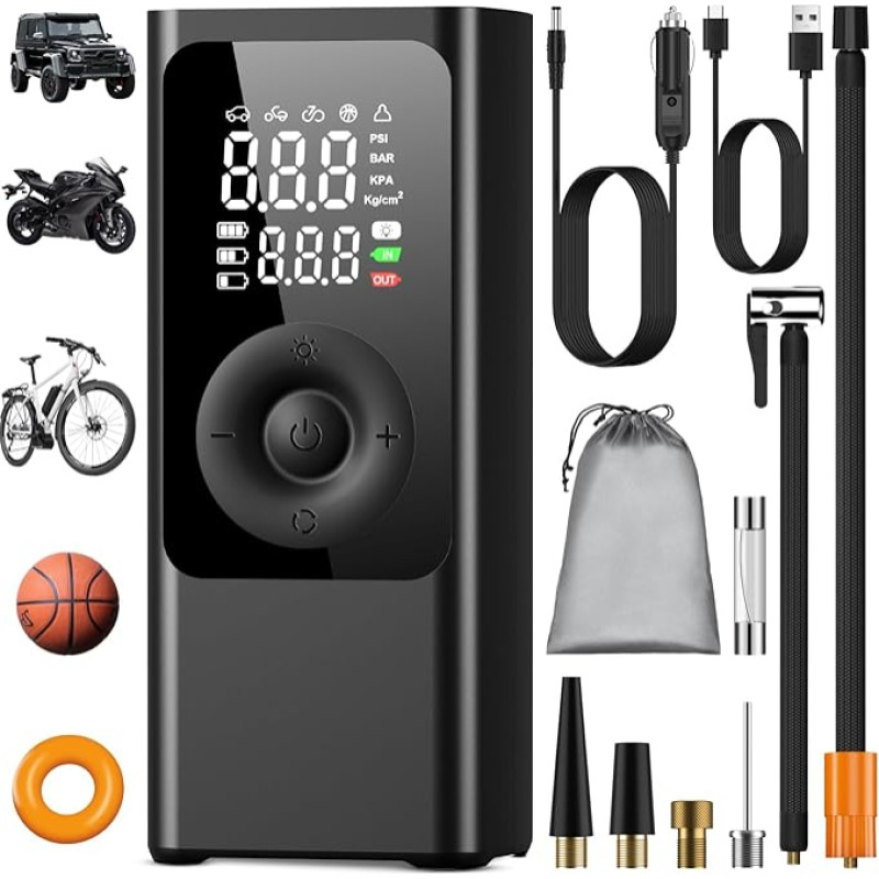 Elektriline õhupump aku õhupump kompressor akupump elektriline 150 PSI 7800 mAh kaasaskantav aku kompressor digitaalse LCD ekraaniga rõhk