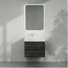 doporro 60 x 38 x 56 cm Disainerpesuvesi koos valamu/vooluvee kanalisatsiooniga Vannitoa peegel ja furnituur Vannitoamööbli komplekt Tumehall valamu aluskapp seinale paigaldatud