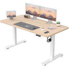 JUMMICO reguleeritava kõrgusega elektriline laud USB-laadimisportiga, reguleeritava kõrgusega, ergonoomiline seisev laud, 140 x 60 cm, beež