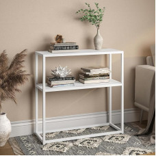 skølm Skadi konsoollaud - Metallist riiul valge elutuppa - Ettelaua kitsas 80 x 28 x 80 cm - Diivanilaud riiuliga - kitsas metallist riiul hoiuruumiga - reguleeritavate jalgadega küljelaud