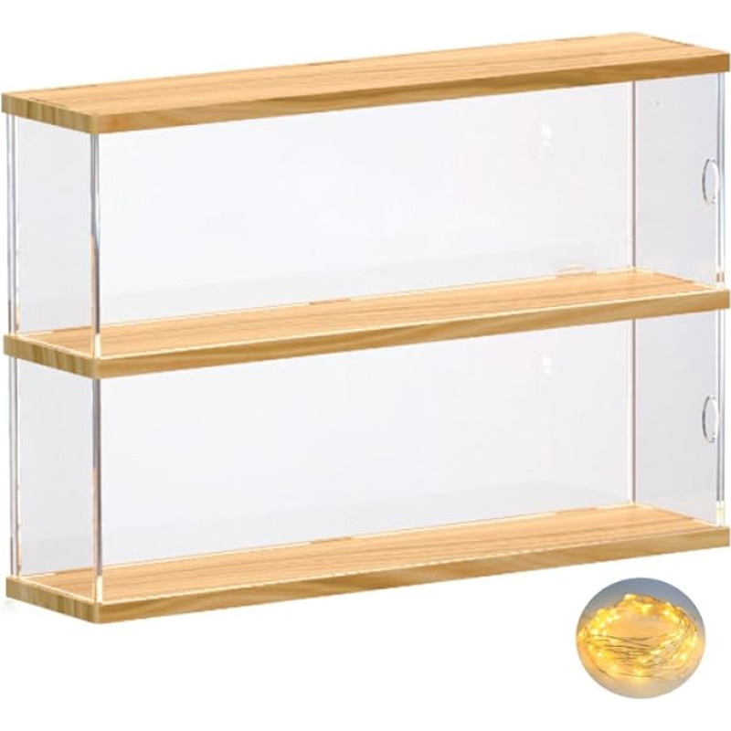 Joody akrüülist vitriinkapp, pleksiklaasist kastid 2 tasandiga, uksega vitriinkapp popfiguuride, minifiguuride, kogutavate mänguasjade jaoks, hoiustamise korraldaja vitriini jaoks, tolmukindel