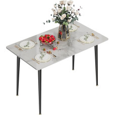 FATIVO söögilaud Marmorist söögilaud 120 x 70 cm Köögilaud Väike 4 inimese kitsas söögilaud Lihtne elutuba Valge kõrgläikega Skandinaavia lauad söögituppa Restoran Metallist laud