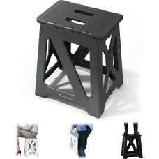 BLACKSPACE kokkupandav trepptool, stabiilne ja libisemisvastane kokkupandav trepptool, kaasaskantav, kerge, ideaalne vannituppa, tualetti, kööki, 40 cm kõrge (must)