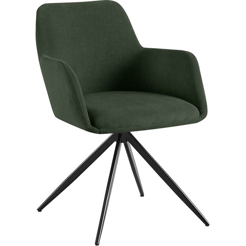 CLP Olema Cord pöörlev söögitoatool 180° pöörlev tool käetoe ja seljatoega, maksimaalne koormus 150 kg, värv: Roheline