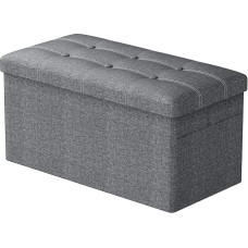 Tamme- ja teepink hoiuruumiga, kokkupandav istmekirst, kokkupandav hoiupank, hoiukast, 110 x 38 x 38 cm, maksimaalne koormus 300 kg, 3 sisekülge ja küljetaskud, hall