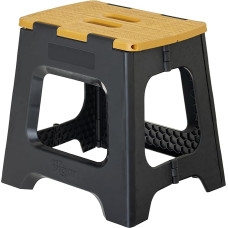 Vigar Compact Step Stool Foldable for Adults, 32 cm, kokkupandav väljaheide, kokkupandav 150 kg, libisemisvastane, kerge, kokkupandav väljaheide koju, vannituppa, magamistuppa, kontorisse, must, bambusprint peal