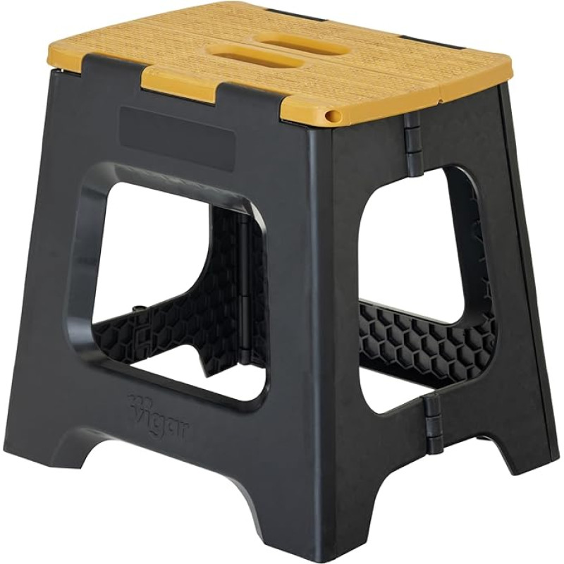 Vigar Compact Step Stool Foldable for Adults, 32 cm, kokkupandav väljaheide, kokkupandav 150 kg, libisemisvastane, kerge, kokkupandav väljaheide koju, vannituppa, magamistuppa, kontorisse, must, bambusprint peal