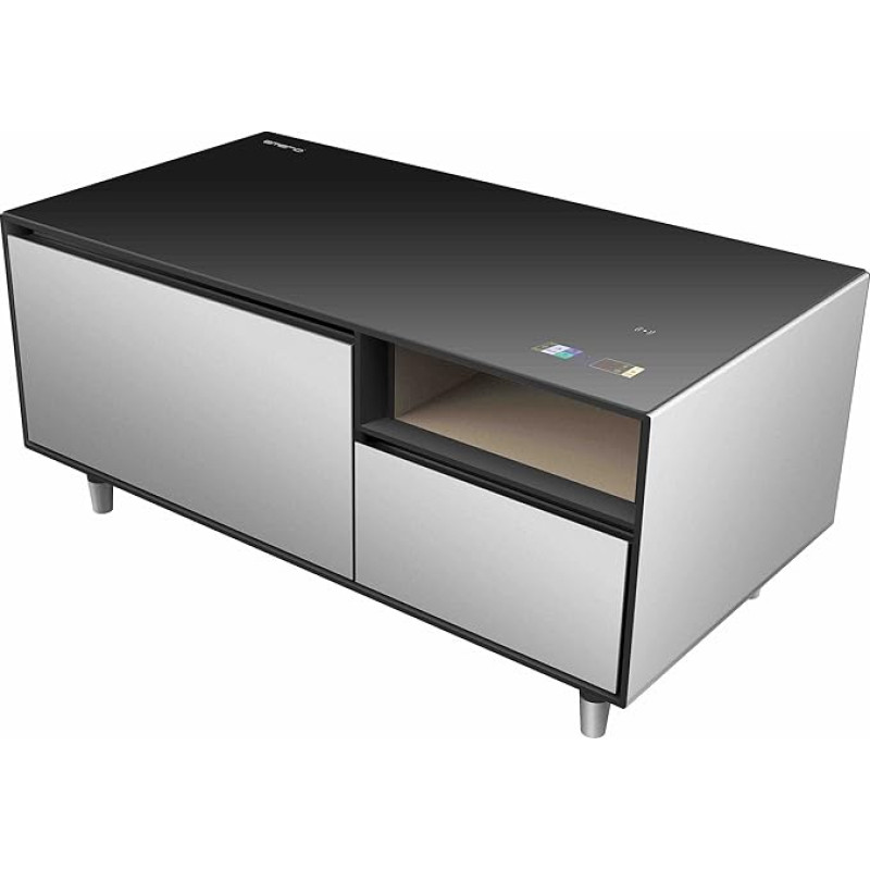 Emerio MusicFridge - jookide jahuti (68L) ja sügavkülmiku sektsiooni (14L), heliriba ja salongilaua kombinatsioon, Bluetooth, 2 x USB, 1 x USB-C, helisev heli, sensori nupud, karastatud klaasist pind