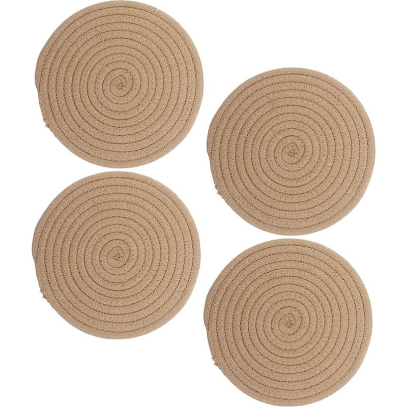 ARTIBETTER 4 Stück Teiliges Rundes Baumwoll platzset Hitzebeständiger Gewebter Untersetzer Isolierende Tischmatte für Töpfe Vielseitig als Topf Kaffeetassenunterlage Geeignet for Esszimmer