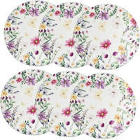 TOYANDONA 6 Stück Teiliges Runde Leinen Platzsets mit Floralem Design Pflegeleicht und Elegant Dekorative Tischsets für Esstisch Abwaschbar Vielseitig für Alltag und Festlichkeiten