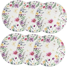 TOYANDONA 6 Stück Teiliges Runde Leinen Platzsets mit Floralem Design Pflegeleicht und Elegant Dekorative Tischsets für Esstisch Abwaschbar Vielseitig für Alltag und Festlichkeiten