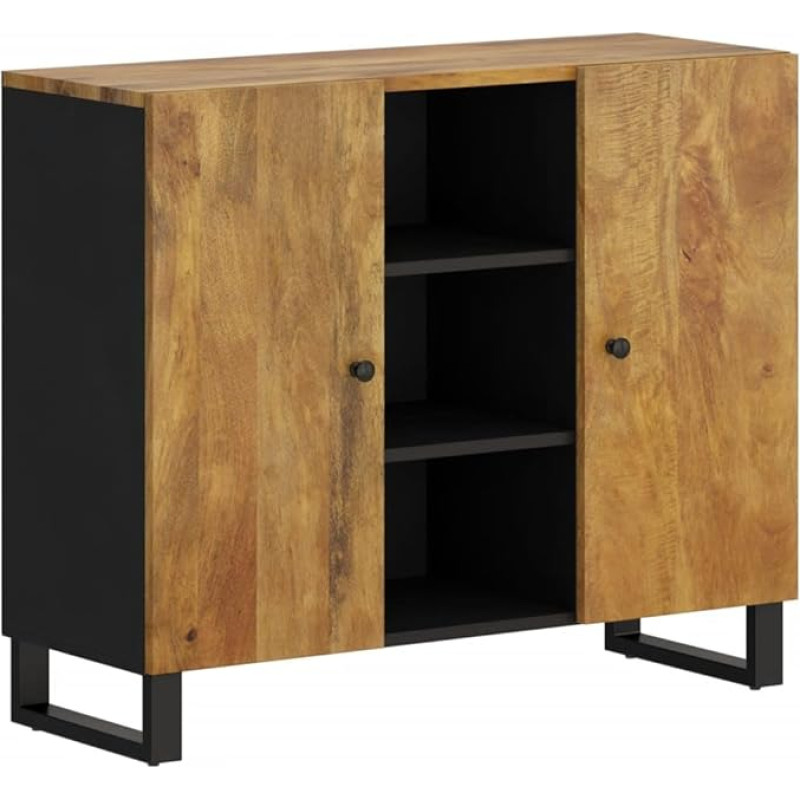 vidaXL Sideboard, 7-kohaline kõrge laud, sahtlitega kapp, raudjalgadega külgkapp, elutoa kapp, küljepaneel, täispuidust mango