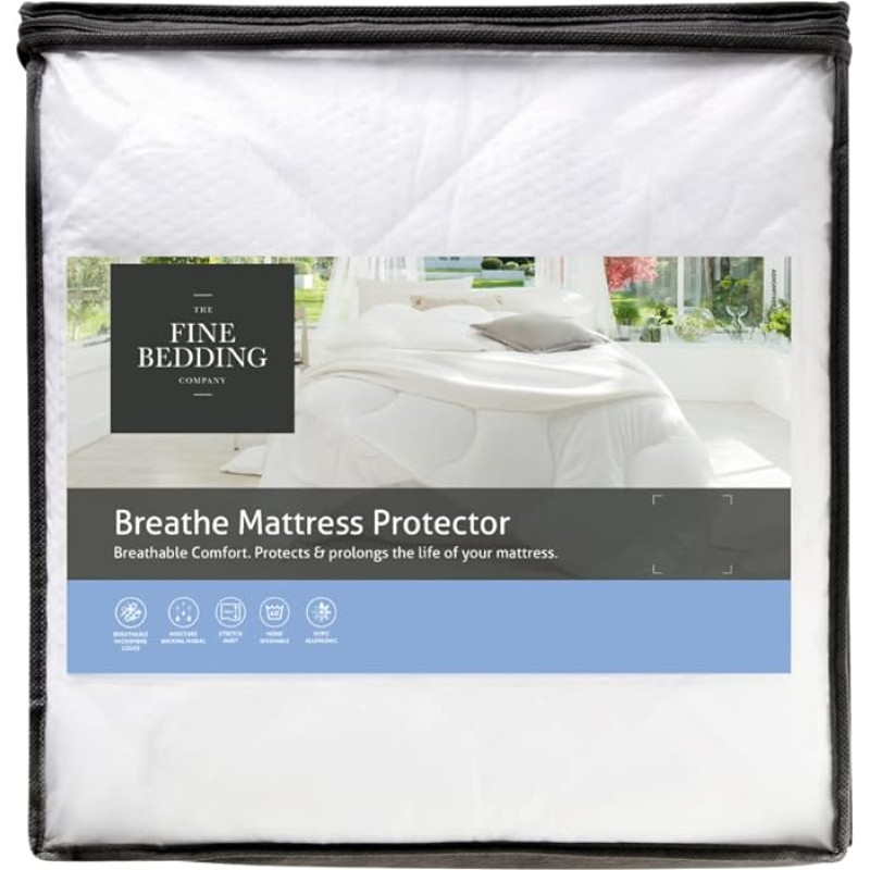 The Fine Bedding Company Breathe madratsikaitsja - Kahekohaline voodi - jahutav ja niiskuse eemaldamine - madratsi pealisplaat - masinpesukõlblik
