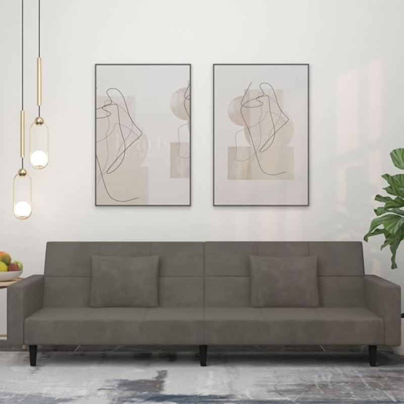 LAPOOH Diivanvoodi 2-kohaline 2 padjaga tumehall samet, Lounge diivan, diivanid ja diivanid, Relax diivan, diivan elutuppa - 375817