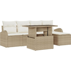 Rantry Model3348627 6-osaline aiasohva komplekt koos pehmendusega Beeži polü rotangist aiasaaliga