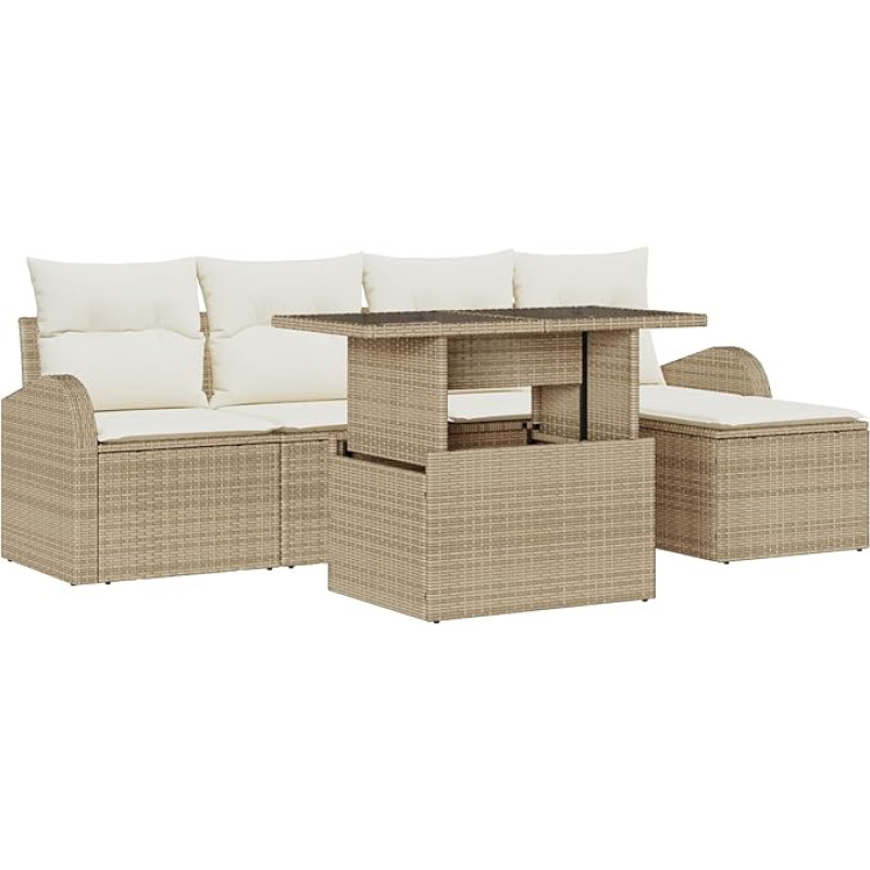 Rantry Model3348627 6-osaline aiasohva komplekt koos pehmendusega Beeži polü rotangist aiasaaliga