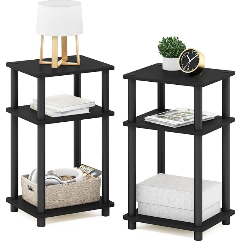 Furinno 3-astmeline küljelaud, puit, Americano/must, 34.04 x 29.21 x 57.91 cm