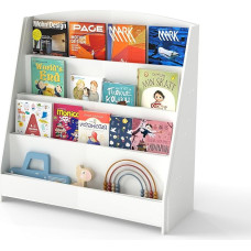 Suuiwau 4-tasandiline puidust lasteraamatukapp 4 riiuliga, lasteraamatukapp lastetuppa, lasteaeda, 80 × 30 × 88 cm, naturaalne