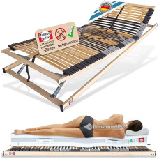 Matratzen Perfekt 7-tsooniline lamelliraam 120 x 200 cm 42 lamelli 8,5 cm Kõrge kõvadus Reguleeritav kuni 200 kg kandevõime Käsitsi reguleeritav Made in Germany