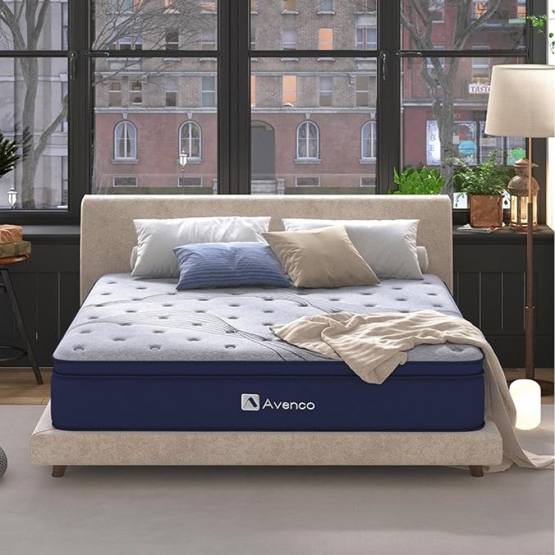 Avenco üheinimesemadrats, 18 cm taskuvedrudega madratsid, bambusvahust hübriidmadrats, üheinimesemadrats ühes karbis, nahasõbralik pehme kootud kangas, CertiPUR-US, 90 x 190 x 18 cm, 90 x 190 x 18 cm