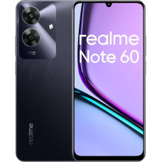 realme Note 60 Android nutitelefon, 4G mobiiltelefon Dual SIM, 90Hz 6,74-tolline LCD ekraan, 6GB RAM 128GB ROM aku, 5000mAh aku, 32MP helendav kaamera, must, ilma adapterita