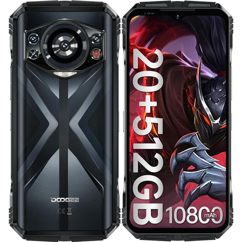 DOOGEE S118 Outdoor Smartphone Android 14 (2024), 20GB RAM + 512GB ROM Outdoor mobiiltelefon ilma lepinguta, 10800mAh (33W) ehitusplatsi mobiiltelefon, 6,58-tolline FHD + 120Hz, 50MP + 12MP öösel