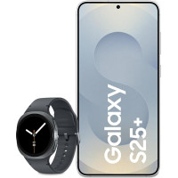 Samsung Galaxy S25+ AI nutitelefon Galaxy AI-ga, 12 GB RAM, 256 GB mälu, hõbedane varju, 3-aastane tootja garantii + Galaxy Watch8 nutikell.